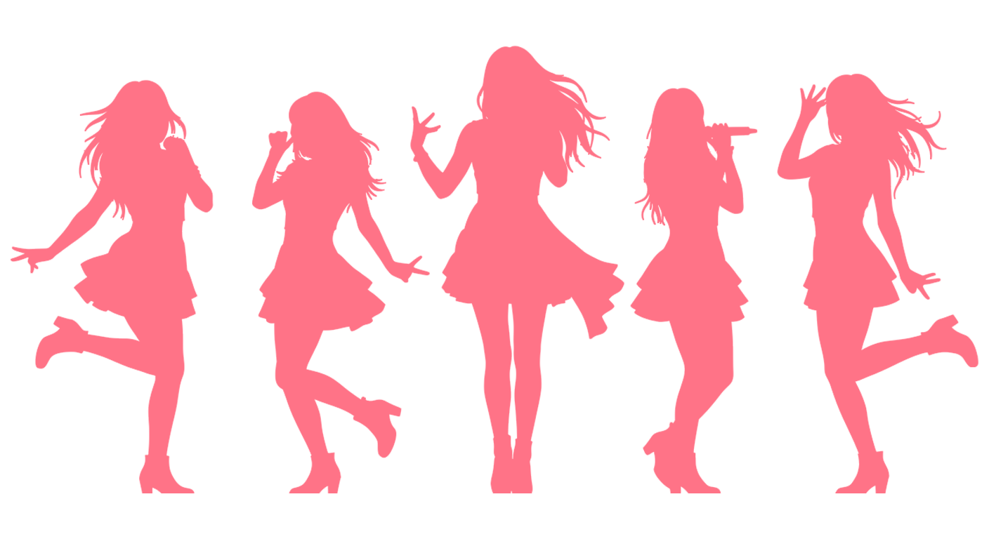 アイドルグループのシルエットイラスト